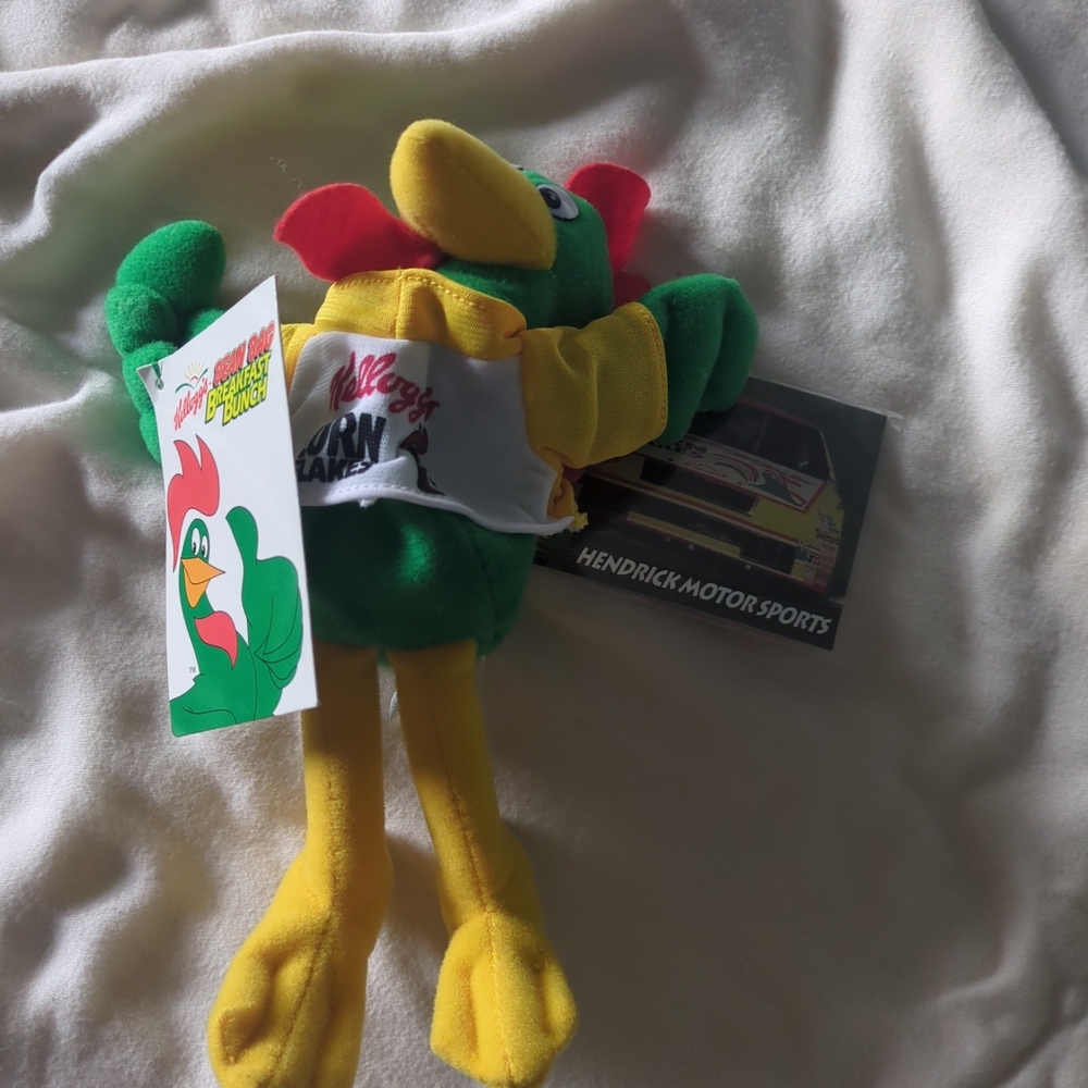 Corn Flakes Green & Yellow Plush Parrot Bird Toy